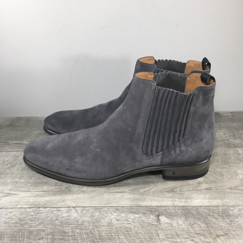John Varvatos Chelsea Eldridge Covered Gray Suede Work Men Pull On Boots Size 12 - Picture 6 of 12